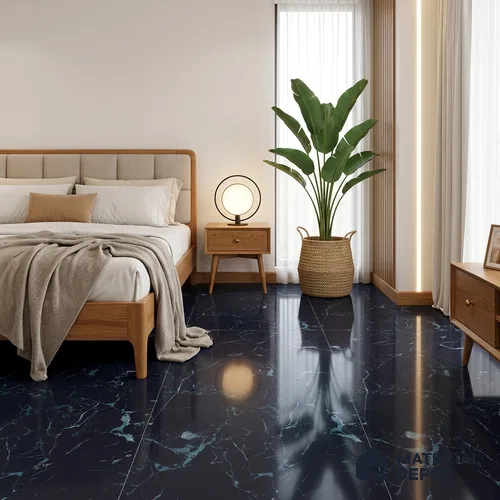 Marble Wall & Floor Tile TL 05154 Marblis Shadow Vein 4 ft x 2 ft Vitrified Endless High Gloss Finish - 9 mm (Random 4) | Suitable for Living Room, Bedroom & Bathroom