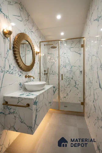 Marble Wall & Floor Tile TL 05155 Marblis Glacial Grace 4 ft x 2 ft Vitrified Endless Glossy Finish - 9 mm (Random 3) | Suitable for Living Room, Bedroom & Bathroom