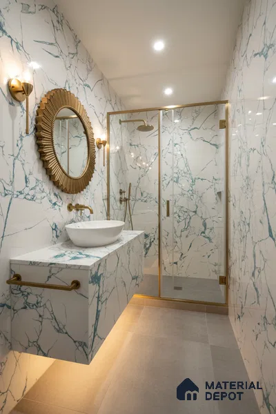 Marble Wall & Floor Tile TL 05155 Marblis Glacial Grace 4 ft x 2 ft Vitrified Endless Glossy Finish - 9 mm (Random 3) | Suitable for Living Room, Bedroom & Bathroom