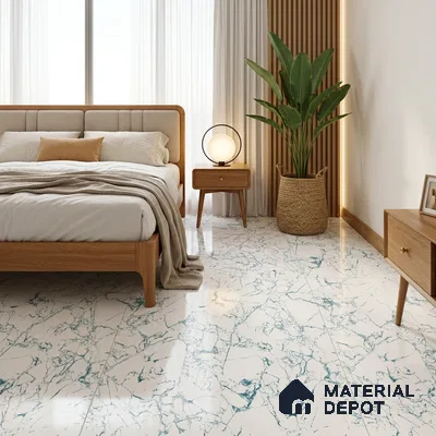 Marble Wall & Floor Tile TL 05155 Marblis Glacial Grace 4 ft x 2 ft Vitrified Endless Glossy Finish - 9 mm (Random 3) | Suitable for Living Room, Bedroom & Bathroom