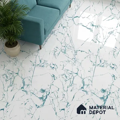 Marble Wall & Floor Tile TL 05155 Marblis Glacial Grace 4 ft x 2 ft Vitrified Endless Glossy Finish - 9 mm (Random 3) | Suitable for Living Room, Bedroom & Bathroom