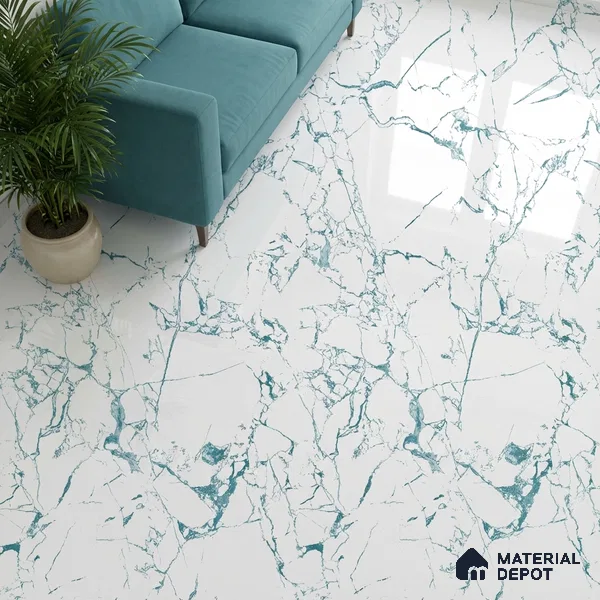 Marble Wall & Floor Tile TL 05155 Marblis Glacial Grace 4 ft x 2 ft Vitrified Endless Glossy Finish - 9 mm (Random 3) | Suitable for Living Room, Bedroom & Bathroom