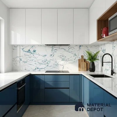Marble Wall & Floor Tile TL 05155 Marblis Glacial Grace 4 ft x 2 ft Vitrified Endless Glossy Finish - 9 mm (Random 3) | Suitable for Living Room, Bedroom & Bathroom