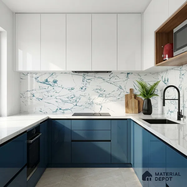 Marble Wall & Floor Tile TL 05155 Marblis Glacial Grace 4 ft x 2 ft Vitrified Endless Glossy Finish - 9 mm (Random 3) | Suitable for Living Room, Bedroom & Bathroom