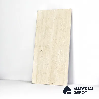 Marble Travertine Wall & Floor Tile TL 05157 Wheat Beige 4 ft x 2 ft Matte Finish Vitrified Tile - 9 mm | 6 Random Designs | Suitable for Living Room, Dining, Feature / Accent Walls