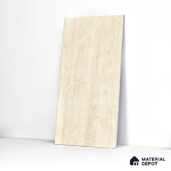 Marble Travertine Wall & Floor Tile TL 05157 Wheat Beige 4 ft x 2 ft Matte Finish Vitrified Tile - 9 mm | 6 Random Designs | Suitable for Living Room, Dining, Feature / Accent Walls