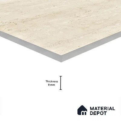 Marble Travertine Wall & Floor Tile TL 05157 Wheat Beige 4 ft x 2 ft Matte Finish Vitrified Tile - 9 mm | 6 Random Designs | Suitable for Living Room, Dining, Feature / Accent Walls
