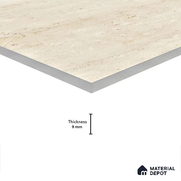 Marble Travertine Wall & Floor Tile TL 05157 Wheat Beige 4 ft x 2 ft Matte Finish Vitrified Tile - 9 mm | 6 Random Designs | Suitable for Living Room, Dining, Feature / Accent Walls