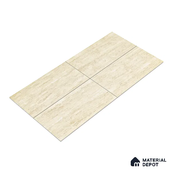 Marble Travertine Wall & Floor Tile TL 05157 Wheat Beige 4 ft x 2 ft Matte Finish Vitrified Tile - 9 mm | 6 Random Designs | Suitable for Living Room, Dining, Feature / Accent Walls
