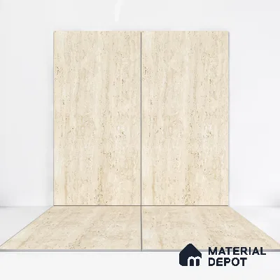 Marble Travertine Wall & Floor Tile TL 05157 Wheat Beige 4 ft x 2 ft Matte Finish Vitrified Tile - 9 mm | 6 Random Designs | Suitable for Living Room, Dining, Feature / Accent Walls