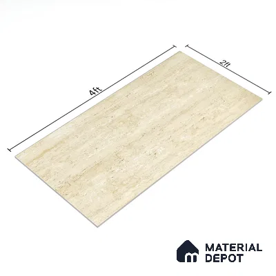 Marble Travertine Wall & Floor Tile TL 05157 Wheat Beige 4 ft x 2 ft Matte Finish Vitrified Tile - 9 mm | 6 Random Designs | Suitable for Living Room, Dining, Feature / Accent Walls