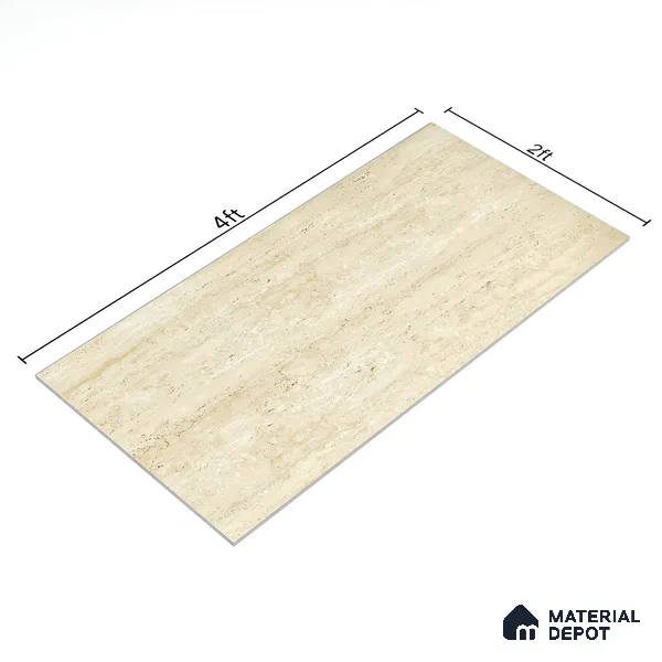 Marble Travertine Wall & Floor Tile TL 05157 Wheat Beige 4 ft x 2 ft Matte Finish Vitrified Tile - 9 mm | 6 Random Designs | Suitable for Living Room, Dining, Feature / Accent Walls