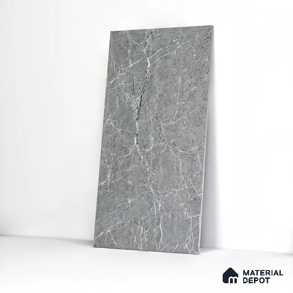 Marble Tundra Grey Wall & Floor Tile TL 05158 Slate Grey 4 ft x 2 ft Matte Finish Vitrified Tile - 9 mm | 4 Random Designs | Suitable For Living Room, Bedroom, Kitchen