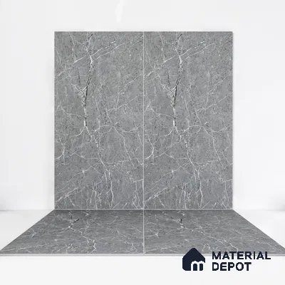 Marble Tundra Grey Wall & Floor Tile TL 05158 Slate Grey 4 ft x 2 ft Matte Finish Vitrified Tile - 9 mm | 4 Random Designs | Suitable For Living Room, Bedroom, Kitchen