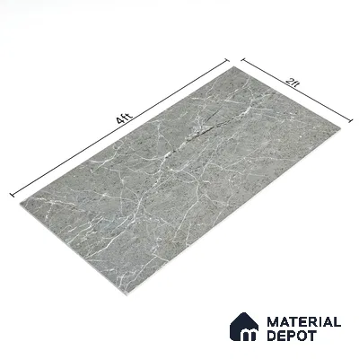 Marble Tundra Grey Wall & Floor Tile TL 05158 Slate Grey 4 ft x 2 ft Matte Finish Vitrified Tile - 9 mm | 4 Random Designs | Suitable For Living Room, Bedroom, Kitchen