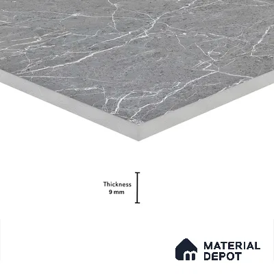 Marble Tundra Grey Wall & Floor Tile TL 05158 Slate Grey 4 ft x 2 ft Matte Finish Vitrified Tile - 9 mm | 4 Random Designs | Suitable For Living Room, Bedroom, Kitchen