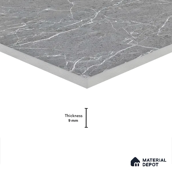 Marble Tundra Grey Wall & Floor Tile TL 05158 Slate Grey 4 ft x 2 ft Matte Finish Vitrified Tile - 9 mm | 4 Random Designs | Suitable For Living Room, Bedroom, Kitchen