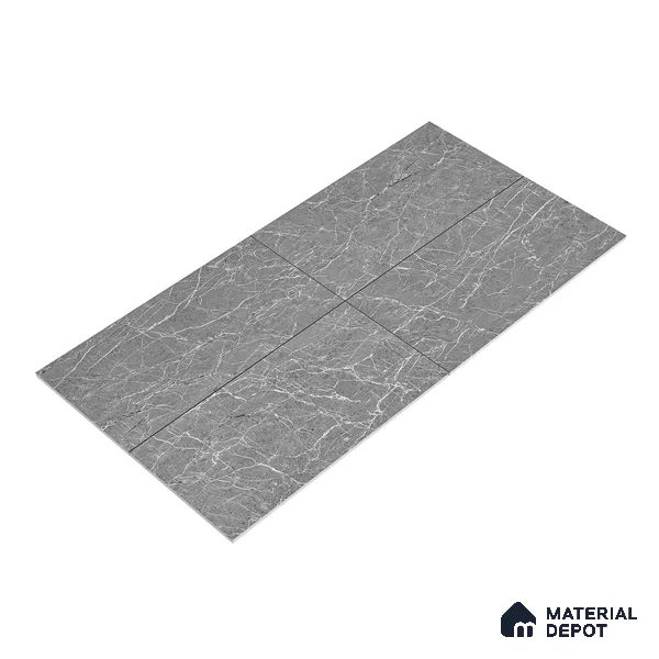 Marble Tundra Grey Wall & Floor Tile TL 05158 Slate Grey 4 ft x 2 ft Matte Finish Vitrified Tile - 9 mm | 4 Random Designs | Suitable For Living Room, Bedroom, Kitchen