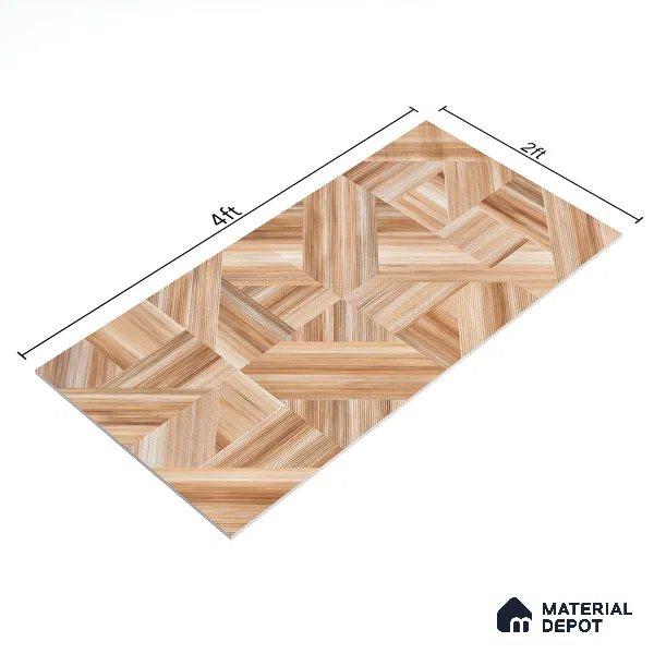 Wooden Wall & Floor Tile TL 05166 Mokuzai Tawny Grain 4 ft x 2 ft Vitrified Laminate Matte Finish - 9 mm | Suitable for Living Room, Bedroom & Bathroom