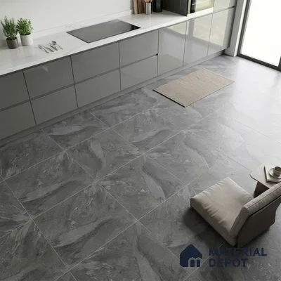 Stone Floor Tile TL 05167 Zephyr Black Pearl 2 ft x 2 ft Vitrified  Matte Finish - 12 mm (Random 8) | Suitable for Terrace, Courtyard, Parking & Balcony