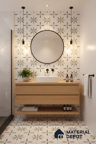 Moroccan Wall & Floor Tile TL 05173 Zellige Urban Green Multi Colour 1 ft x 1 ft Porcelain Matte Finish - 9 mm | Suitable for Kitchen, Bathroom, Balcony | Please Expect a Slight Variation of Pattern