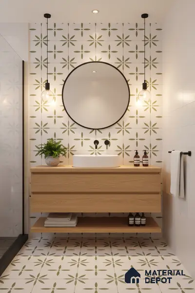 Moroccan Tile TL 05173 Zellige Urban Green Multi Colour 1 ft x 1 ft Vitrified Matte Finish - 9 mm | Suitable for Kitchen, Bathroom, Balcony Floor & Wall | Please Expect a Slight Variation of Pattern
