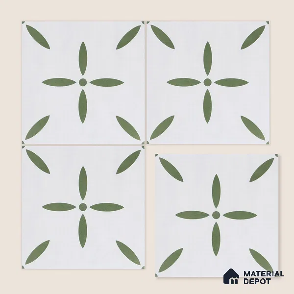 Moroccan Wall & Floor Tile TL 05173 Zellige Urban Green Multi Colour 1 ft x 1 ft Porcelain Matte Finish - 9 mm | Suitable for Kitchen, Bathroom, Balcony | Please Expect a Slight Variation of Pattern