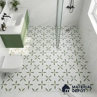 Moroccan Tile TL 05173 Zellige Urban Green Multi Colour 1 ft x 1 ft Vitrified Matte Finish - 9 mm | Suitable for Kitchen, Bathroom, Balcony Floor & Wall | Please Expect a Slight Variation of Pattern