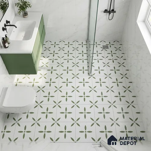 Moroccan Wall & Floor Tile TL 05173 Zellige Urban Green Multi Colour 1 ft x 1 ft Porcelain Matte Finish - 9 mm | Suitable for Kitchen, Bathroom, Balcony | Please Expect a Slight Variation of Pattern