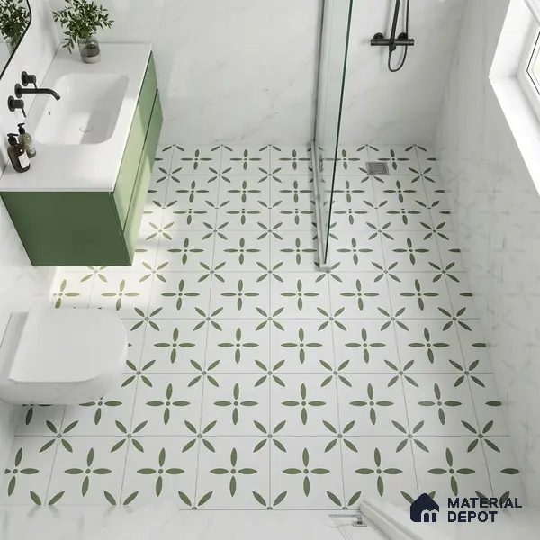 Moroccan Tile TL 05173 Zellige Urban Green Multi Colour 1 ft x 1 ft Vitrified Matte Finish - 9 mm | Suitable for Kitchen, Bathroom, Balcony Floor & Wall | Please Expect a Slight Variation of Pattern