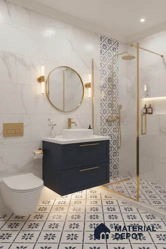 Moroccan Wall & Floor Tile TL 05174 Zellige Azure Petal Square Multi Colour 1 ft x 1 ft Porcelain Matte Finish - 9 mm | Suitable for Kitchen, Bathroom, Balcony | Please Expect a Slight Variation of Pattern