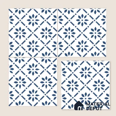 Moroccan Wall & Floor Tile TL 05174 Zellige Azure Petal Square Multi Colour 1 ft x 1 ft Porcelain Matte Finish - 9 mm | Suitable for Kitchen, Bathroom, Balcony | Please Expect a Slight Variation of Pattern