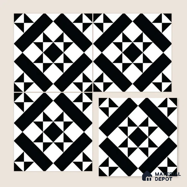 Moroccan Wall & Floor Tile TL 05176 Zellige Monochrome Star Multi Colour 1 ft x 1 ft Porcelain Matte Finish - 9 mm | Suitable for Kitchen, Bathroom, Entryway | Please Expect a Slight Variation of Pattern