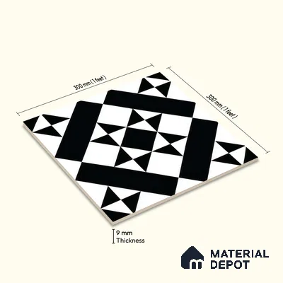 Moroccan Wall & Floor Tile TL 05176 Zellige Monochrome Star Multi Colour 1 ft x 1 ft Porcelain Matte Finish - 9 mm | Suitable for Kitchen, Bathroom, Entryway | Please Expect a Slight Variation of Pattern