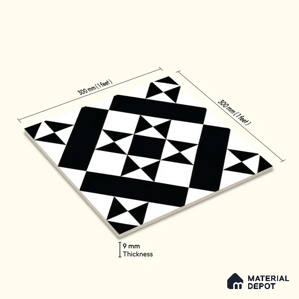 Moroccan Wall & Floor Tile TL 05176 Zellige Monochrome Star Multi Colour 1 ft x 1 ft Porcelain Matte Finish - 9 mm | Suitable for Kitchen, Bathroom, Entryway | Please Expect a Slight Variation of Pattern