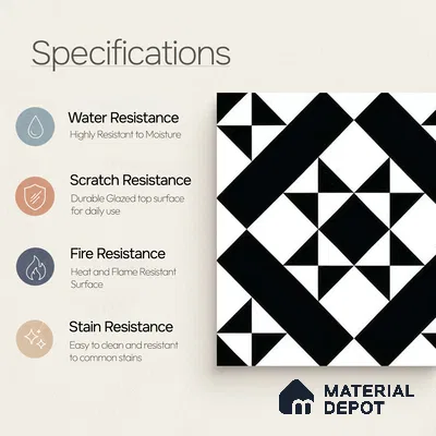 Moroccan Wall & Floor Tile TL 05176 Zellige Monochrome Star Multi Colour 1 ft x 1 ft Porcelain Matte Finish - 9 mm | Suitable for Kitchen, Bathroom, Entryway | Please Expect a Slight Variation of Pattern