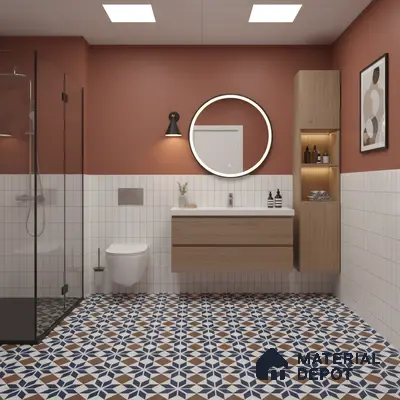 Moroccan Tile TL 05178 B Zellige Monochrome Blue Multi Colour 1 ft x 1 ft Vitrified Matte Finish - 9 mm | Suitable for Kitchen, Bathroom, Balcony Floor & Wall | Please Expect a Slight Variation of Pattern