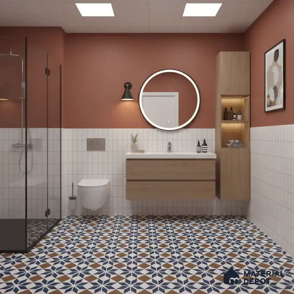 Moroccan Tile TL 05178 B Zellige Monochrome Blue Multi Colour 1 ft x 1 ft Vitrified Matte Finish - 9 mm | Suitable for Kitchen, Bathroom, Balcony Floor & Wall | Please Expect a Slight Variation of Pattern