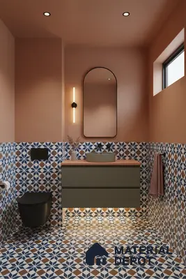 Moroccan Tile TL 05178 B Zellige Monochrome Blue Multi Colour 1 ft x 1 ft Vitrified Matte Finish - 9 mm | Suitable for Kitchen, Bathroom, Balcony Floor & Wall | Please Expect a Slight Variation of Pattern
