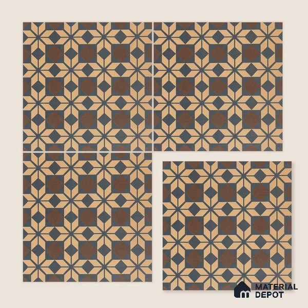 Moroccan Wall & Floor Tile TL 05178 C Zellige Monochrome Beige Multi Colour 1 ft x 1 ft Porcelain Matte Finish - 9 mm | Suitable for Kitchen, Bathroom, Balcony | Please Expect a Slight Variation of Pattern