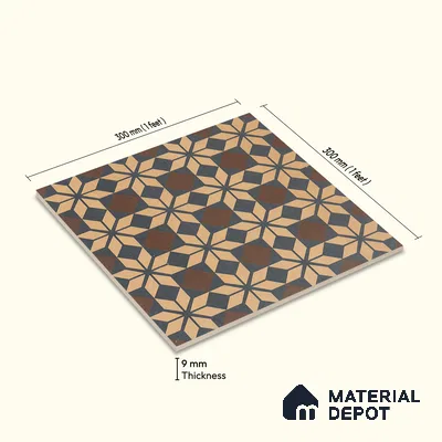 Moroccan Wall & Floor Tile TL 05178 C Zellige Monochrome Beige Multi Colour 1 ft x 1 ft Porcelain Matte Finish - 9 mm | Suitable for Kitchen, Bathroom, Balcony | Please Expect a Slight Variation of Pattern