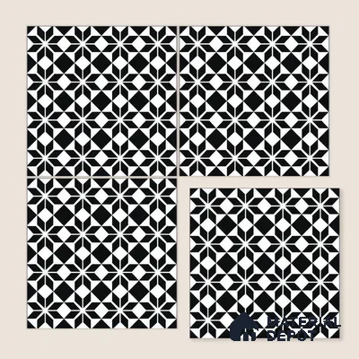 Moroccan Wall & Floor Tile TL 05178 Zellige Monochrome Black Multi Colour 1 ft x 1 ft Porcelain Matte Finish - 9 mm | Suitable for Kitchen, Bathroom, Balcony | Please Expect a Slight Variation of Pattern