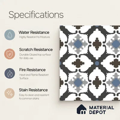 Moroccan Wall & Floor Tile TL 05179 Zellige Blue Mirage Multi Colour 1 ft x 1 ft Porcelain Matte Finish - 9 mm | Suitable for Kitchen, Bathroom, Balcony | Please Expect a Slight Variation of Pattern