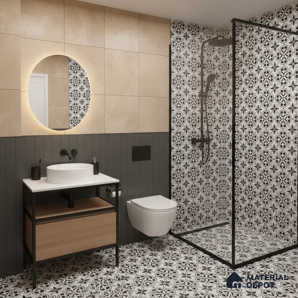 Moroccan Tile TL 05180 Zellige Medina Eclipse Multi Colour 1 ft x 1 ft Vitrified Matte Finish - 9 mm | Suitable for Kitchen, Bathroom, Balcony Floor & Wall | Please Expect a Slight Variation of Pattern (Sample)
