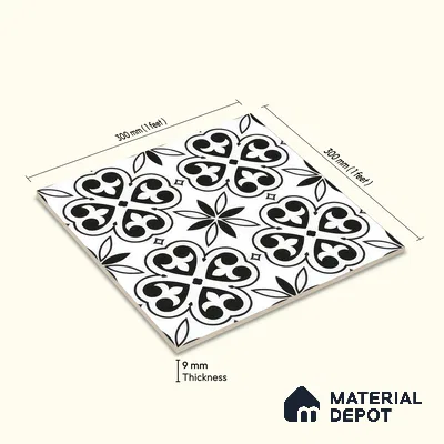 Moroccan Wall & Floor Tile TL 05180 Zellige Medina Eclipse Multi Colour 1 ft x 1 ft Porcelain Matte Finish - 9 mm | Suitable for Kitchen, Bathroom, Balcony | Please Expect a Slight Variation of Pattern