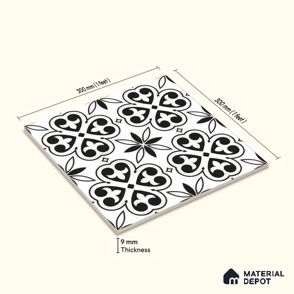Moroccan Wall & Floor Tile TL 05180 Zellige Medina Eclipse Multi Colour 1 ft x 1 ft Porcelain Matte Finish - 9 mm | Suitable for Kitchen, Bathroom, Balcony | Please Expect a Slight Variation of Pattern