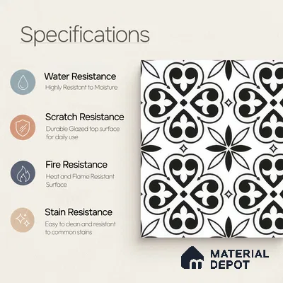 Moroccan Wall & Floor Tile TL 05180 Zellige Medina Eclipse Multi Colour 1 ft x 1 ft Porcelain Matte Finish - 9 mm | Suitable for Kitchen, Bathroom, Balcony | Please Expect a Slight Variation of Pattern