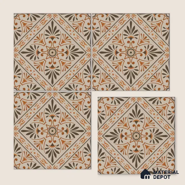 Moroccan Wall & Floor Tile TL 05181 B Zellige Sahara Sunburst Beige 1 ft x 1 ft Porcelain Matte Finish - 9 mm | Suitable for Kitchen, Bathroom, Balcony | Please Expect a Slight Variation of Pattern
