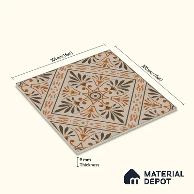 Moroccan Wall & Floor Tile TL 05181 B Zellige Sahara Sunburst Beige 1 ft x 1 ft Porcelain Matte Finish - 9 mm | Suitable for Kitchen, Bathroom, Balcony | Please Expect a Slight Variation of Pattern