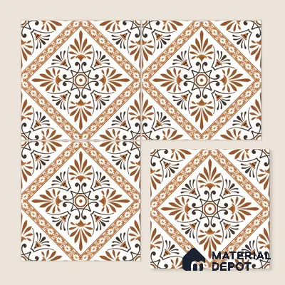 Moroccan Wall & Floor Tile TL 05181 Zellige Desert Flora Brown 1 ft x 1 ft Porcelain Matte Finish - 9 mm | Suitable for Kitchen, Bathroom, Balcony | Please Expect a Slight Variation of Pattern